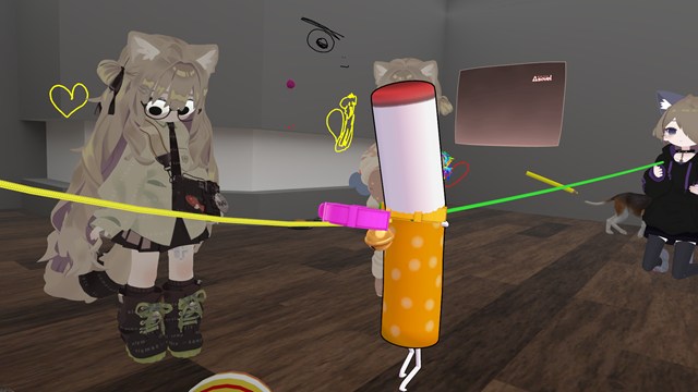VRChatのDOG ROOMで引き回しされる様子