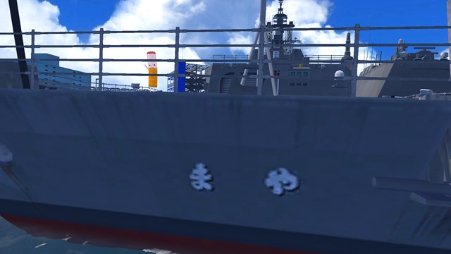 VRChat『Yokohama』ワールドの護衛艦まやとシケモクくん