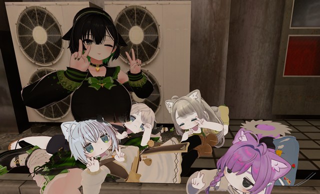 VRChatのポピ横でパフパフを受けながら集合写真を撮ってもらうの巻